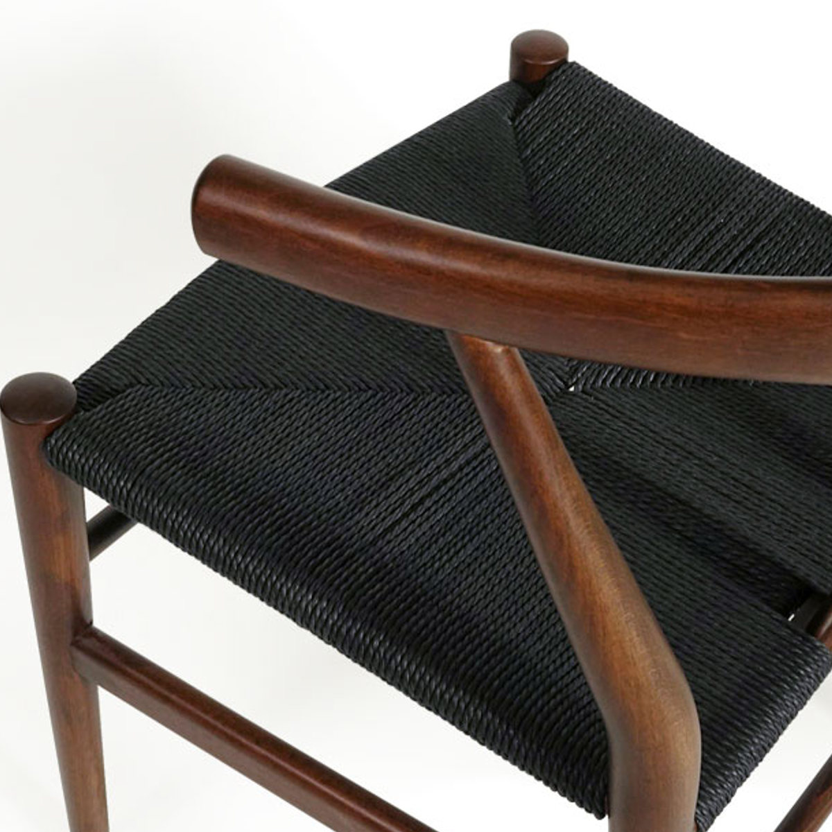 ダイニングチェア 座面高44cm リボーンチェア お掃除ロボット対応 ペーパーコード ビーチ ブラウン塗装 ( リプロダクト デザイナーズチェア チェア Yチェア 椅子 食卓 背もたれ 天然木 ブラウン 北欧 無垢材 曲木 ) 【ブラック】 ブラック