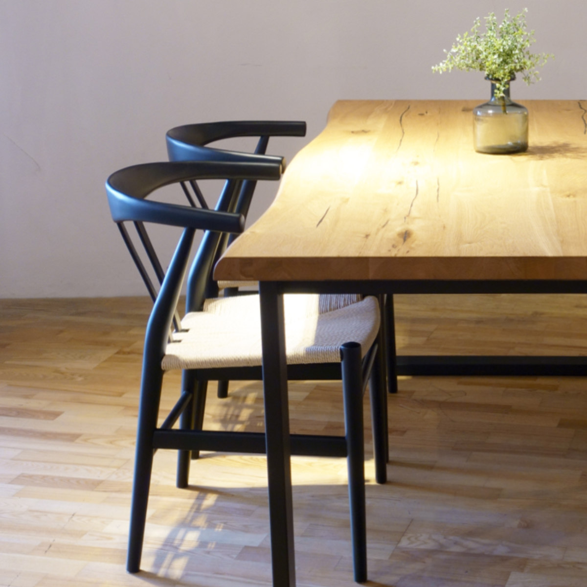 ダイニングチェア 座面高44cm リボーンチェア お掃除ロボット対応 ペーパーコード ビーチ ブラック塗装 ( リプロダクト デザイナーズチェア チェア Yチェア 椅子 食卓 背もたれ 天然木 ブラック 黒 北欧 無垢材 曲木 ) 【ブラック】 ブラック