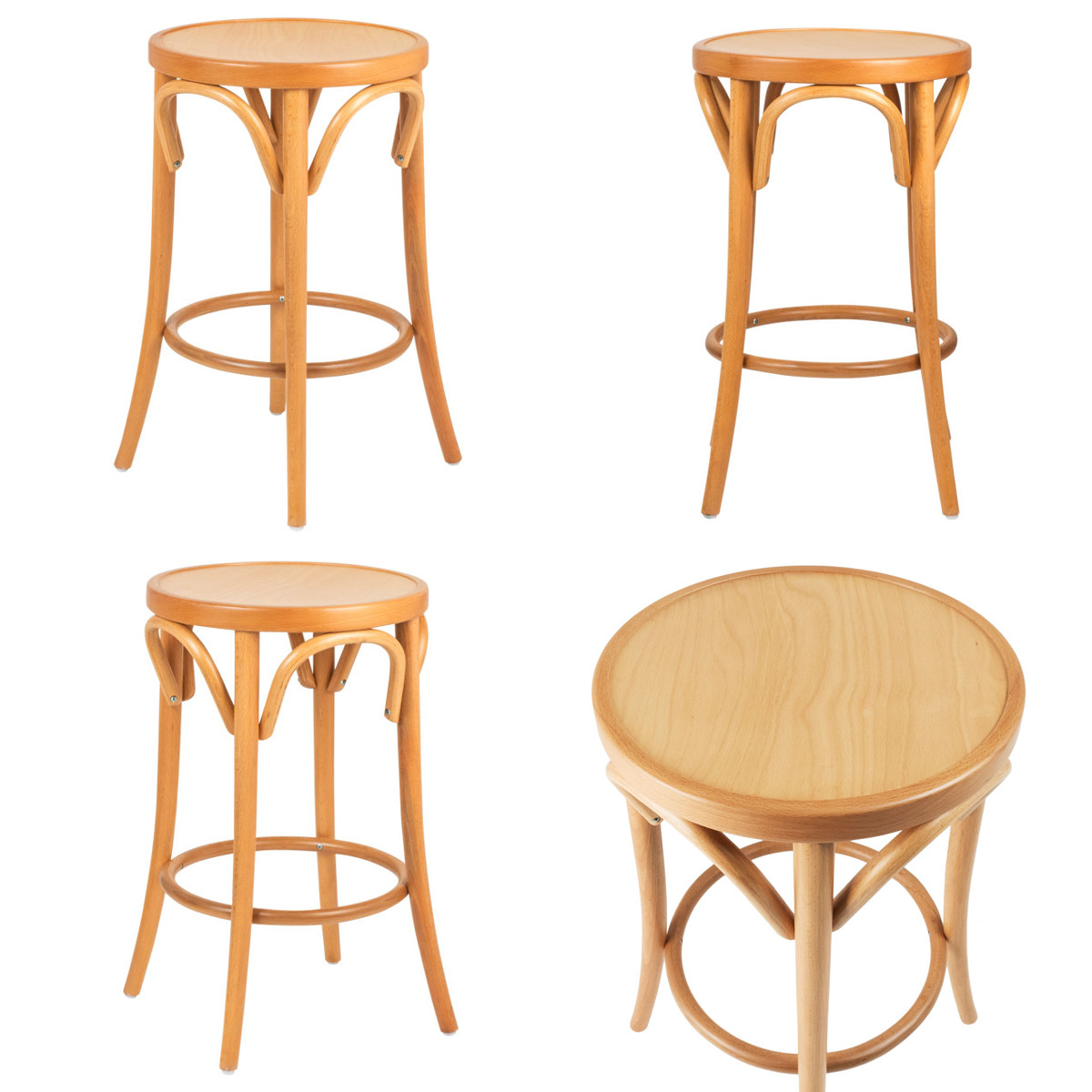 スツール 高さ65cm 曲木チェア アルト ( チェア チェアー 木製 天然木 1人掛け イス 椅子 いす 腰掛け ベントウッドチェア 丸 曲線 来客用 キッチン 玄関 背もたれなし 円形 完成品 おしゃれ 丸椅子 ) 【ブラウン】 ブラウン