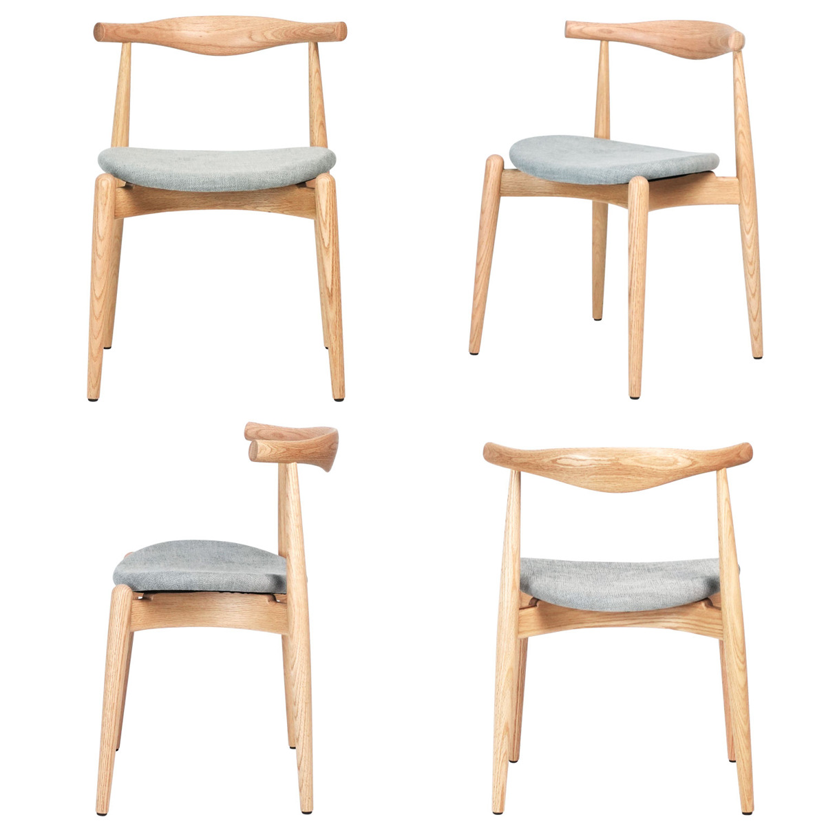 ダイニングチェア 座面高45cm レッドオーク 9109 ( チェア ダイニング イス 椅子 食卓椅子 完成品 木製 天然木 肘なし スタッキング 背もたれ アーチ形状 ファブリック チェアー いす 食卓 リビング 木製椅子 リビングチェア ) 【ライトグレー】 ライトグレー