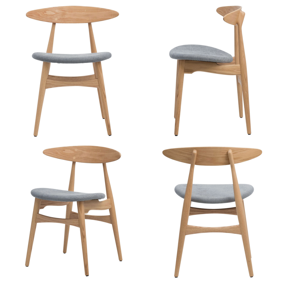 ダイニングチェア 座面高47cm レッドオーク 1542 ( チェア ダイニング イス 椅子 食卓椅子 完成品 木製 天然木 肘なし 背もたれ アーチ形状 ファブリック チェアー いす 食卓 リビング 木製椅子 リビングチェア ) 【ベージュ】 ベージュ