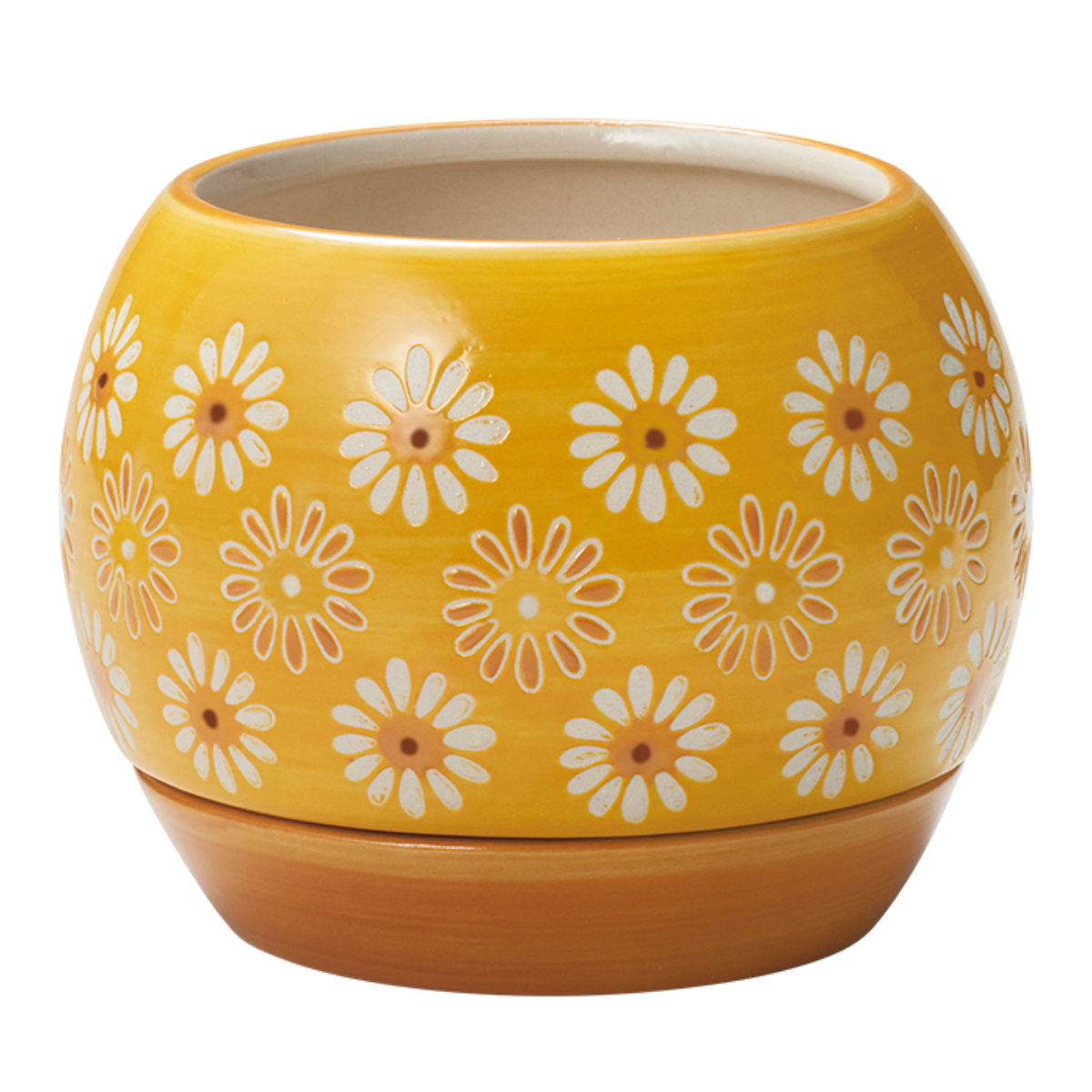 植木鉢 チェリッシュポット 3号用 ( フラワーポット プラントポット プランターポット 鉢 鉢植え 陶器 穴あり 水抜き穴 インテリア 植え替え おしゃれ 観葉植物 多肉植物 サボテン 園芸 3号鉢 受け皿付き ) 【ブルー】 ブルー