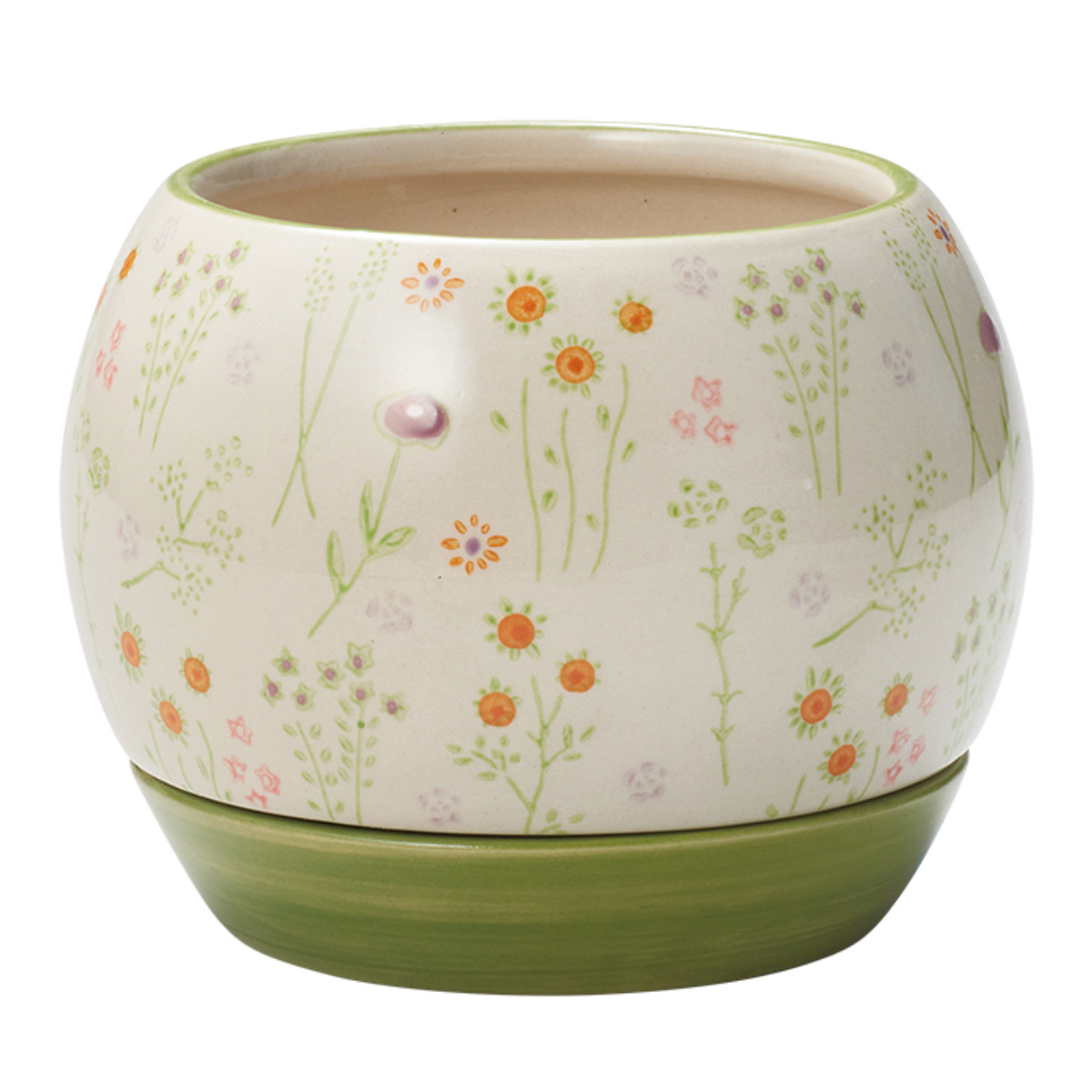 植木鉢 チェリッシュポット 3号用 ( フラワーポット プラントポット プランターポット 鉢 鉢植え 陶器 穴あり 水抜き穴 インテリア 植え替え おしゃれ 観葉植物 多肉植物 サボテン 園芸 3号鉢 受け皿付き ) 【ブルー】 ブルー