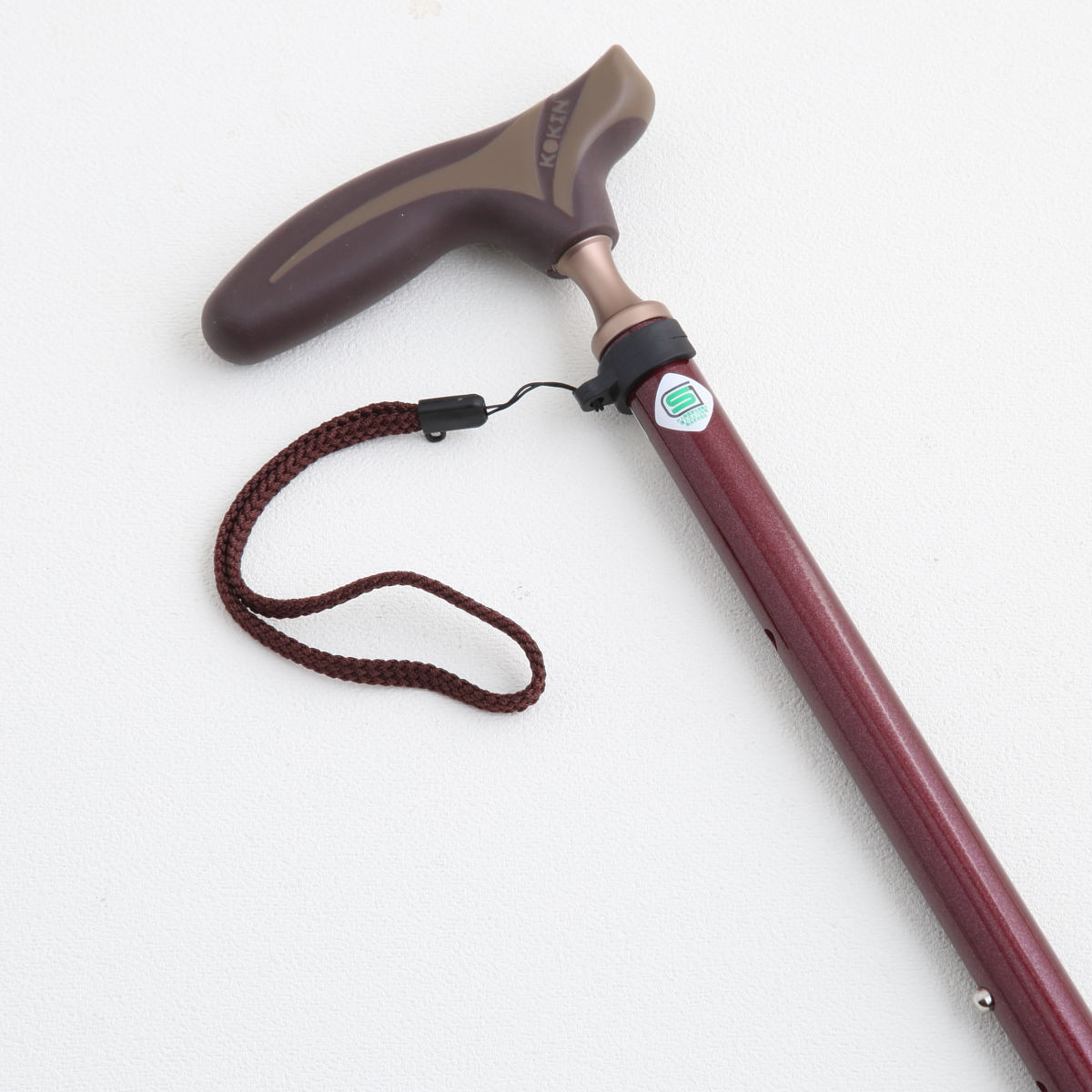 杖 伸縮タイプ 愛杖 抗菌グリップ アルミ 無地 ( つえ ツエ 伸縮杖 一点杖 伸縮 長さ調節 軽量 介護 歩行補助 高齢者 おしゃれ 介護用品 SGマーク 10段階調節 歩行 補助 リハビリ 衝撃吸収 転倒防止 ストラップ付き ) 【レッド】 レッド