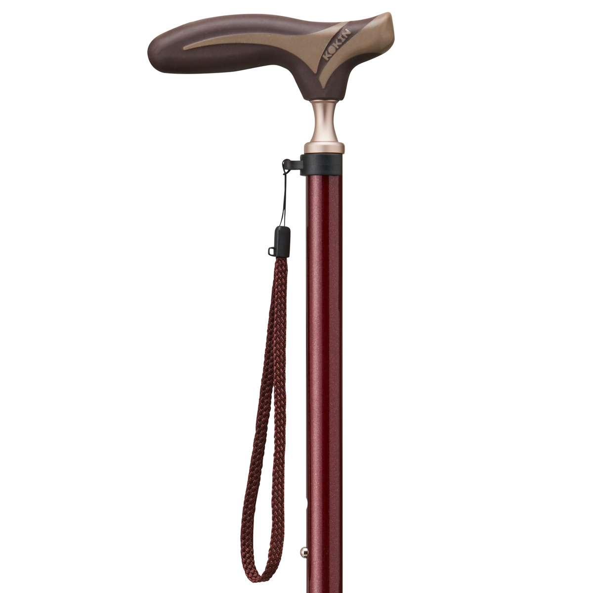 杖 伸縮タイプ 愛杖 抗菌グリップ アルミ 無地 ( つえ ツエ 伸縮杖 一点杖 伸縮 長さ調節 軽量 介護 歩行補助 高齢者 おしゃれ 介護用品 SGマーク 10段階調節 歩行 補助 リハビリ 衝撃吸収 転倒防止 ストラップ付き ) 【レッド】 レッド