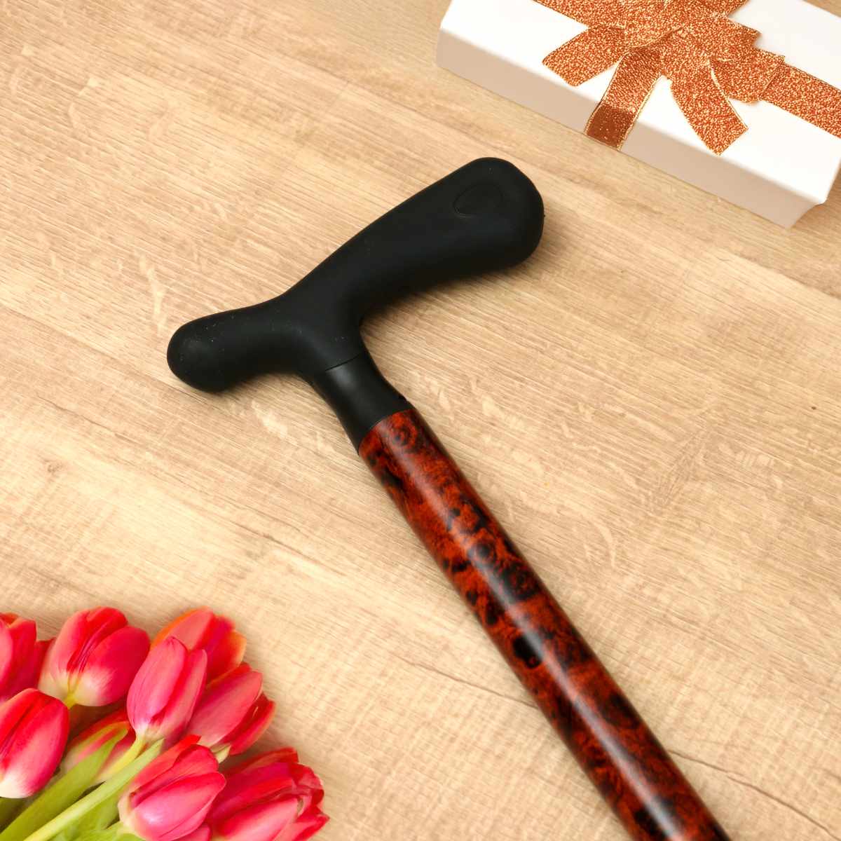 杖 伸縮 4点杖 愛杖 スリム 非課税 ( つえ ツエ 介護 歩行補助 四点杖 外出 歩行関連用品 福祉 歩行関連 散歩 転倒防止 調節 調整可能 スリムネック ) 【レッド】 レッド