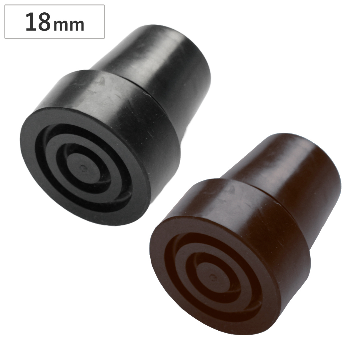 交換用杖先ゴム 太杖用 18mm （ ケイ・ホスピア 替えゴム 交換 ゴム 杖用 交換用 ゴムチップ 18 杖先ゴム 取替ゴム 黒 クロ ブラック 茶チャイロ ブラウン 太 18ミリ ） 【ブラック】