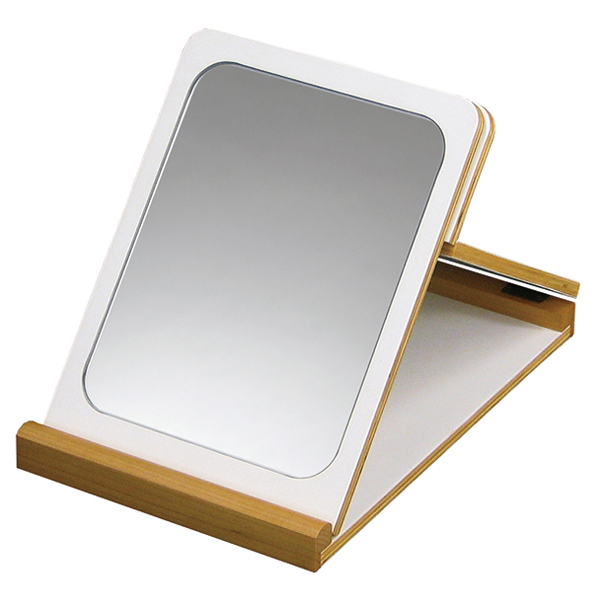 ミラー 幅18cm 折りたたみ 卓上ミラー 角度調整 鏡 木製 フレーム スタンドミラー 卓上（ スタンドミラー メイクミラー 化粧鏡 メイク鏡