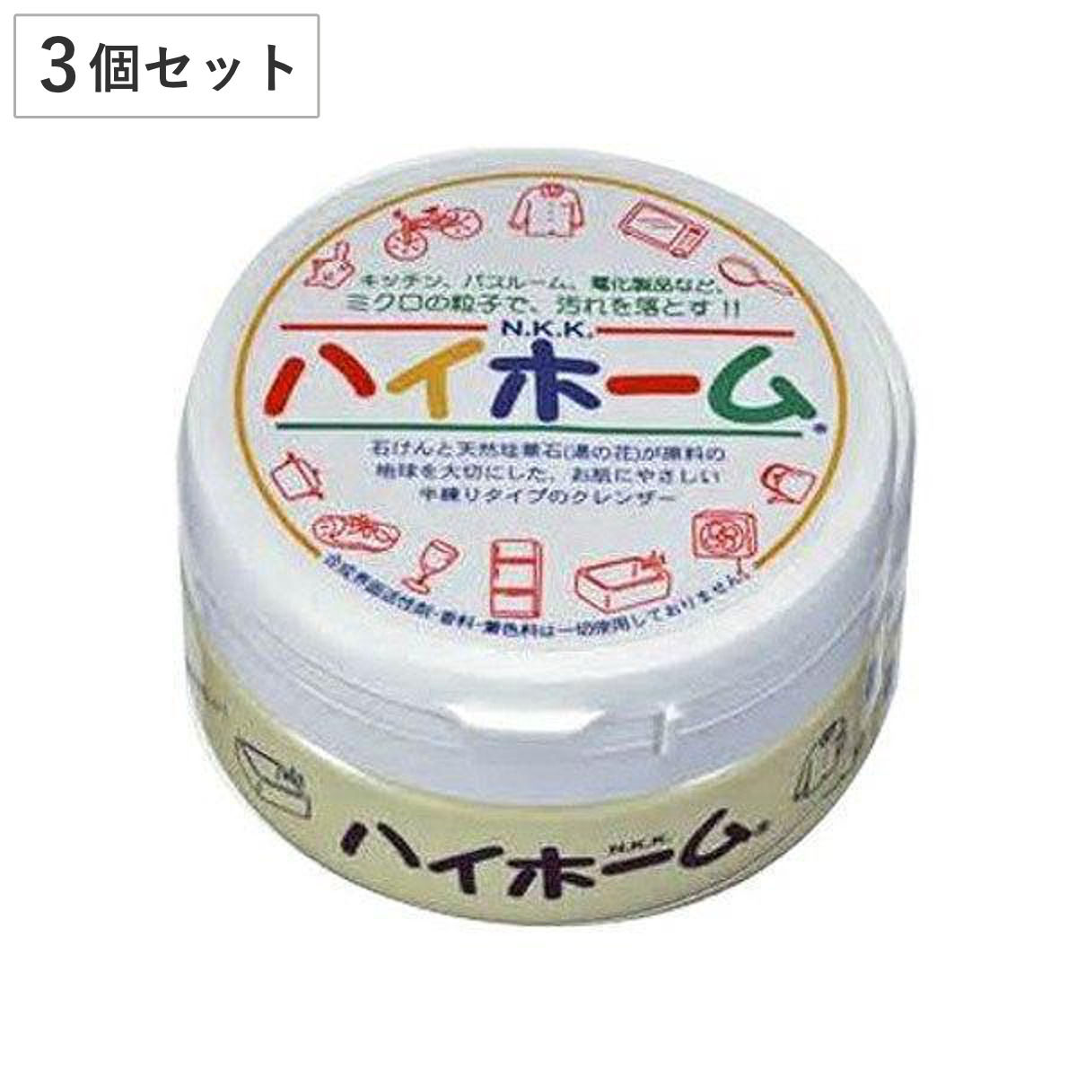 ハイホーム 家庭用クレンザー 3個セット （ 家庭用 洗剤 クレンザー マルチクリーナー 天然成分 研磨剤 キッチン 浴室 トイレ 水垢 シンク フライパン 鍋底 電子レンジ 浴槽 鏡 家具 カーペット 掃除 無香料 ）