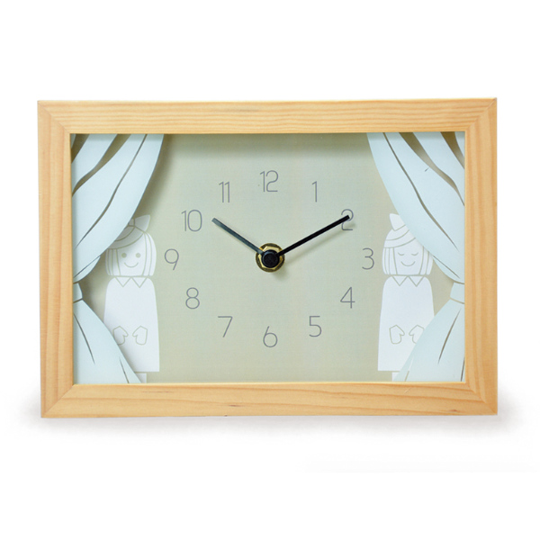 置き時計 ガラスプリント テーブルクロック 北欧 ナチュラル アナログ インテリア （ 置時計 とけい クロック 雑貨 木目 コンパクト デス