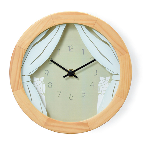 掛け時計 ガラスプリント ウォールクロック 北欧 ナチュラル アナログ インテリア （ 壁掛け時計 とけい クロック 雑貨 木目 小さめ リビ