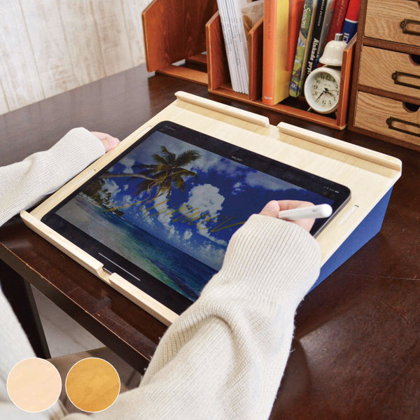 タブレットスタンド 2way 卓上 木製 組立 （ タブレット スタンド 机上 天然木 iPadスタンド タブレット立て iPad Air mini  タブレットPCスタンド アイパッド ウッド調 おしゃれ ） 【 ブラウン 】