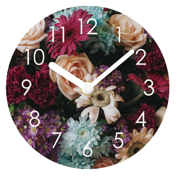 置き時計 エクラク デスククロック ブーケ ピンク インテリア アナログ （ 置時計 とけい テーブルクロック クロック 雑貨 花 花柄 ガラ