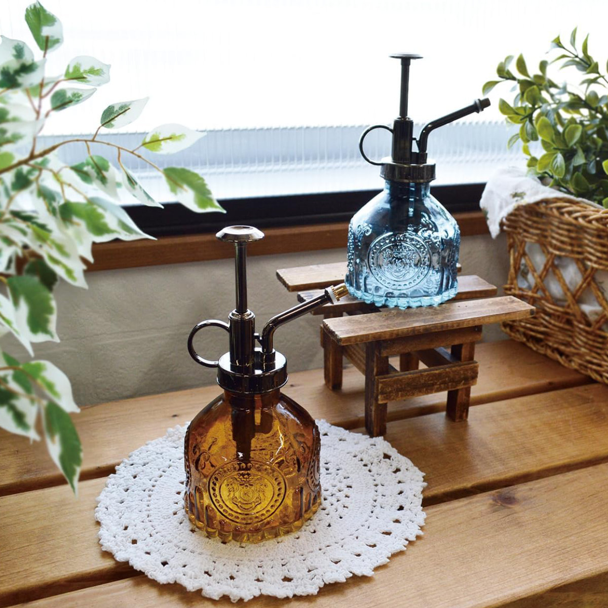 霧吹き ガラススプレイヤー ロイヤル ( ガラス スプレー ミストボトル スプレーボトル ガラス製 霧ふき 霧吹 おしゃれ ガーデニング 観葉植物 ディスプレイ お手入れ 190ミリ 水やり アンティーク調 ) 【アンバー】 アンバー