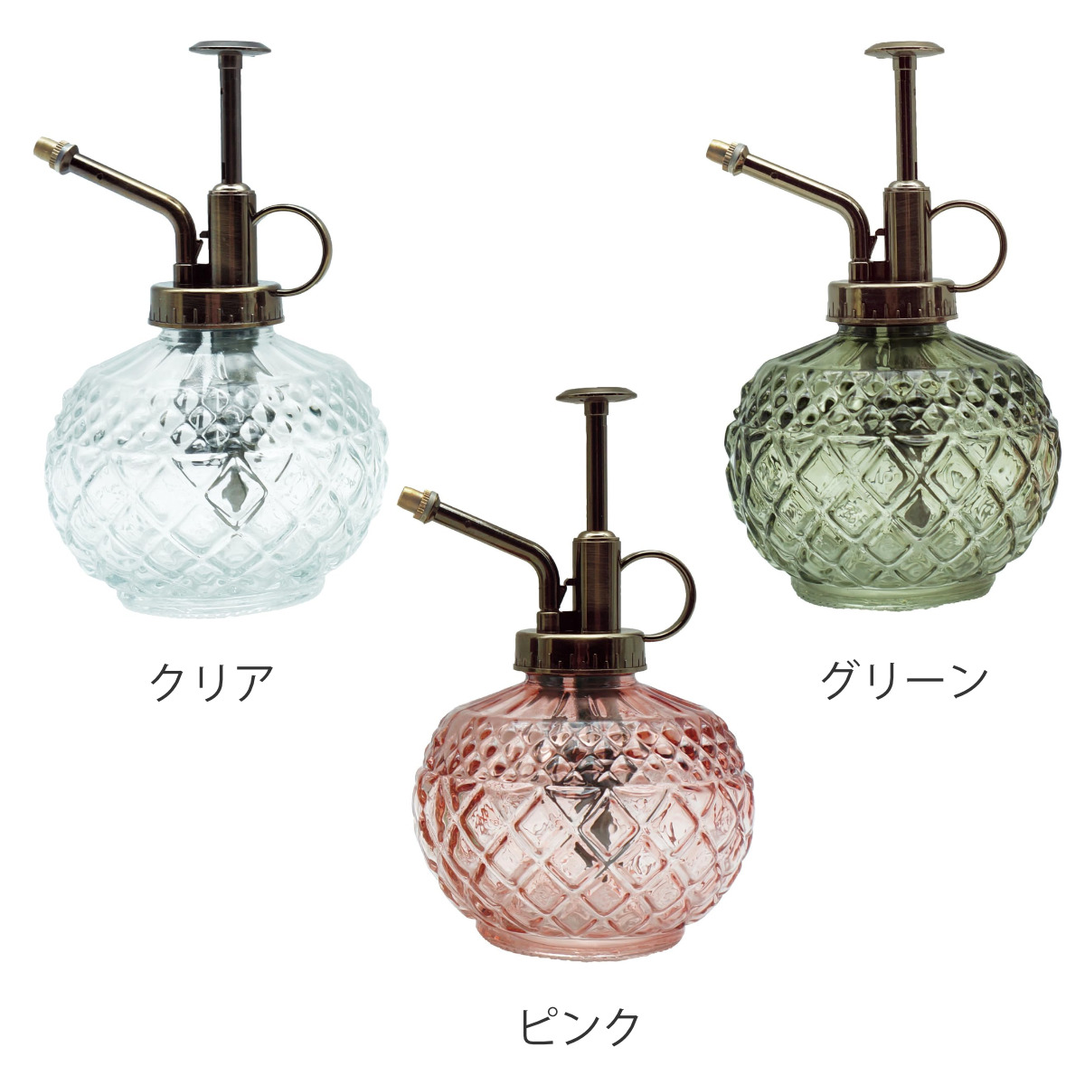 霧吹き ガラススプレイヤー クロス ( ガラス スプレー ミストボトル スプレーボトル ガラス製 霧ふき 霧吹 おしゃれ ガーデニング 観葉植物 ディスプレイ お手入れ 250ミリ 水やり アンティーク調 ) 【クリア】 クリア