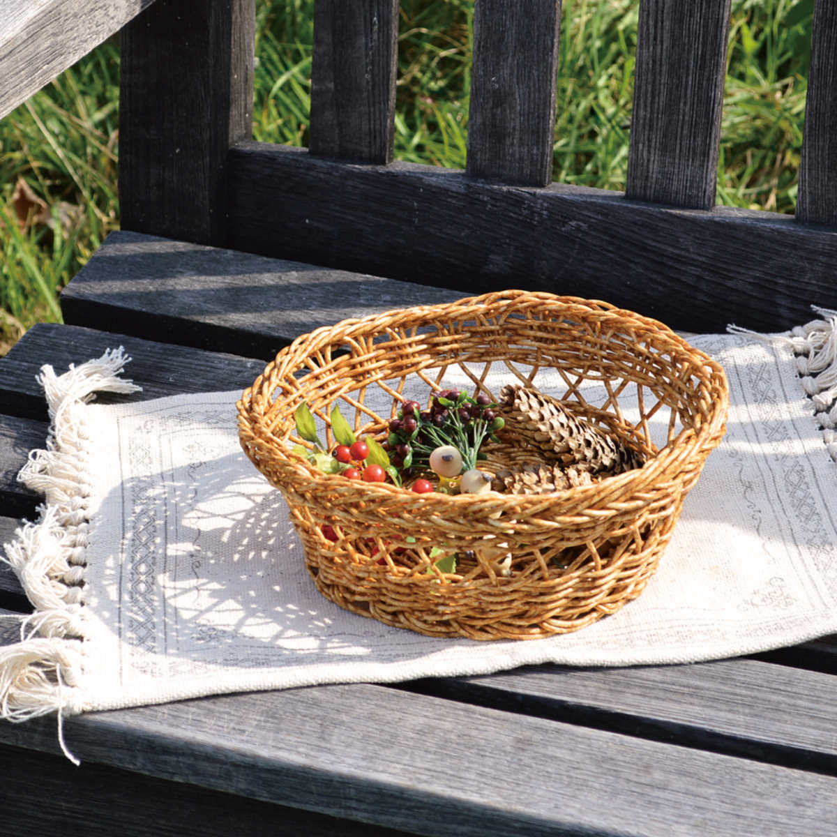 かご 洗える ルル バスケット ラウンド S ( 直径22cm 高さ9cm 洗える収納ボックス 水洗い カゴ 洗えるバスケット 手編み 収納 天然素材風 小物収納 収納かご 収納ケース お手入れ簡単 軽量 柔軟性 しなやか ささくれない )