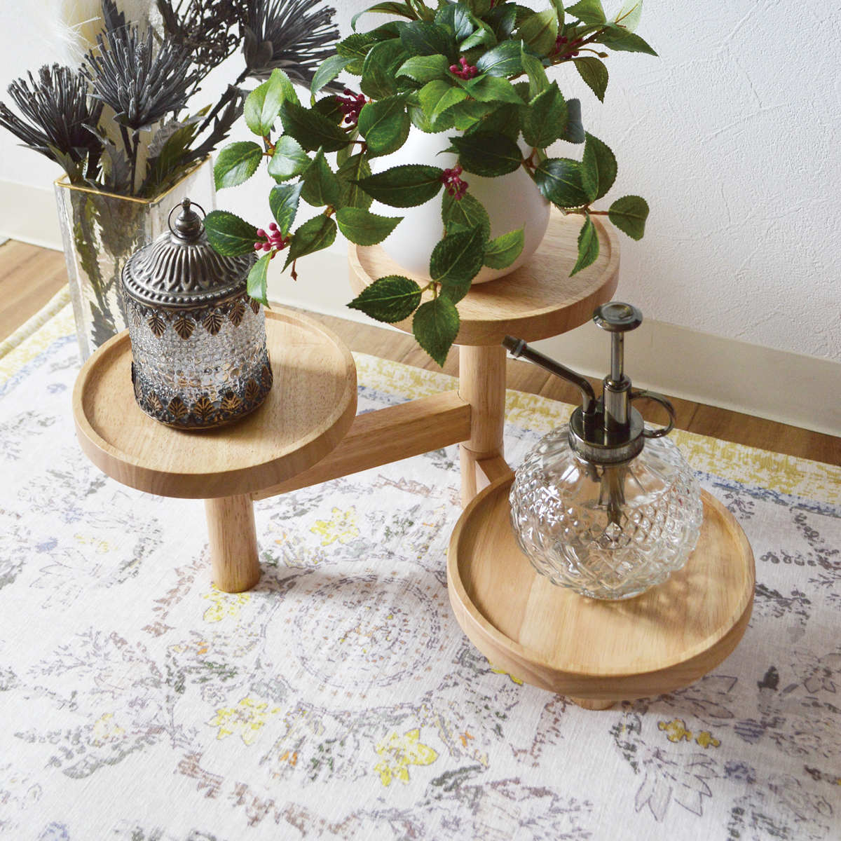 玄関マット 50×80 cm エルヴァン インテリアマット 室内 すべり止め付き ( 滑り止め ズレにくい 玄関 屋内 マット エントランスマット 室内用玄関マット 寝室 ベッド横 室内用 長方形 おしゃれ ヴィンテージ 抗菌 防臭 すべり止め ) 【ブルー】 ブルー