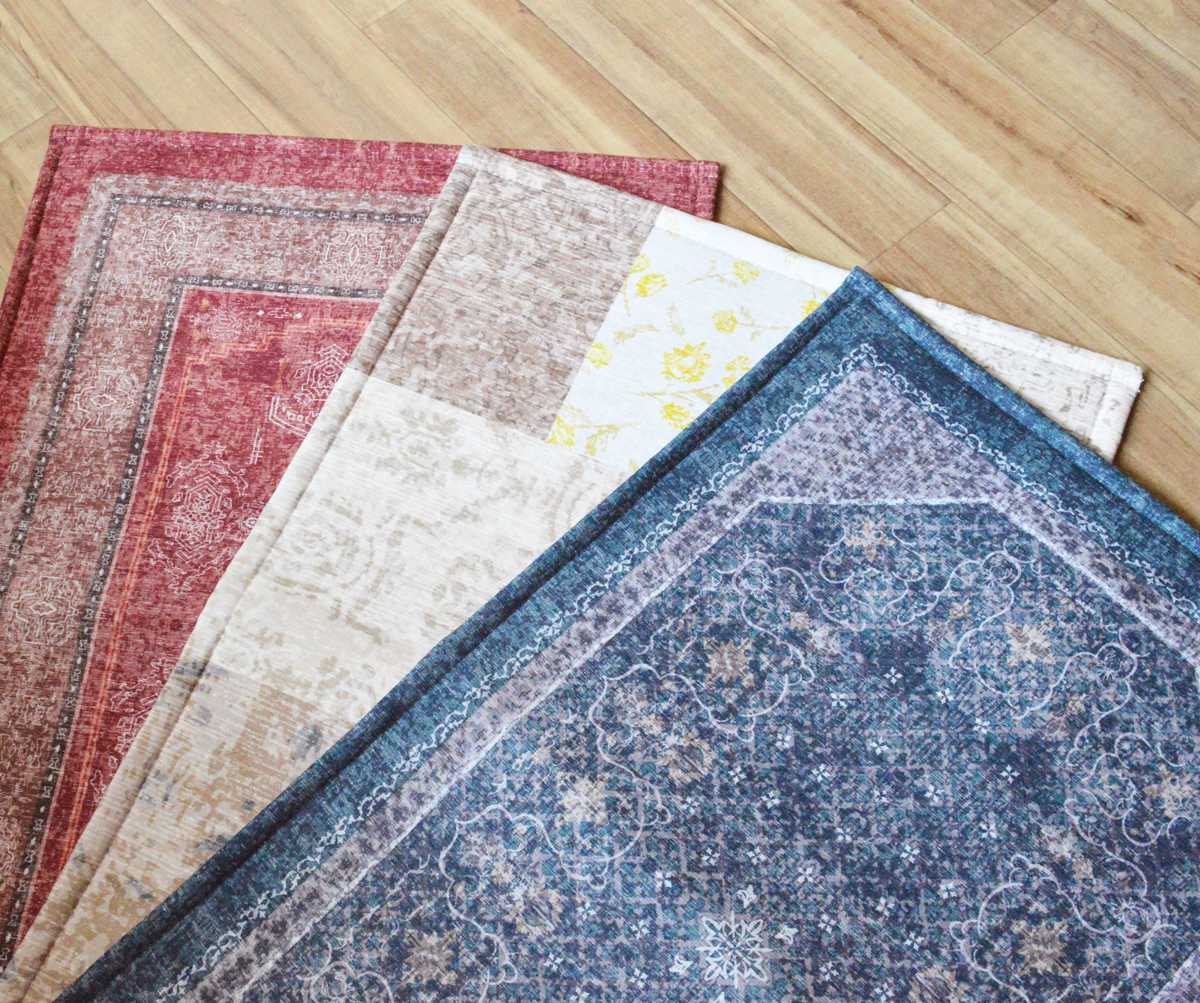 玄関マット 50×80 cm エルヴァン インテリアマット 室内 すべり止め付き ( 滑り止め ズレにくい 玄関 屋内 マット エントランスマット 室内用玄関マット 寝室 ベッド横 室内用 長方形 おしゃれ ヴィンテージ 抗菌 防臭 すべり止め ) 【ブルー】 ブルー