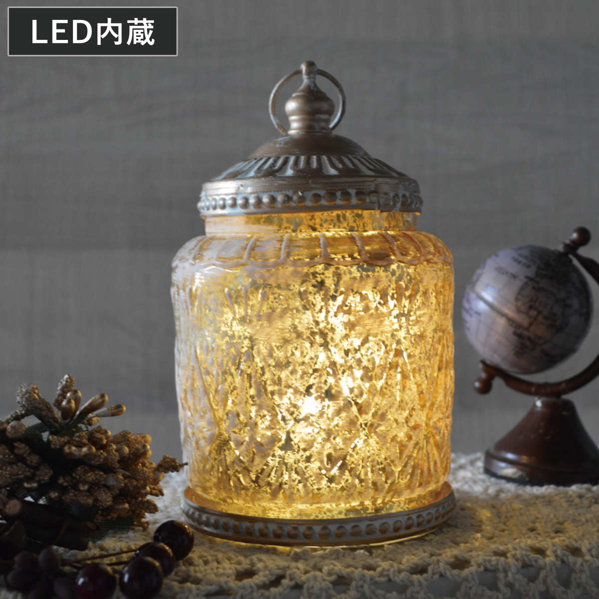 テーブルライト ビジュー ブーケ LEDランタン （ 間接照明 卓上 テーブルランプ 卓上ライト LED ランタン 電池式 インテリア 高級感 寝室 リビング 読書灯 授乳灯 常夜灯 おしゃれ ホリデーシーズン クリスマス ）