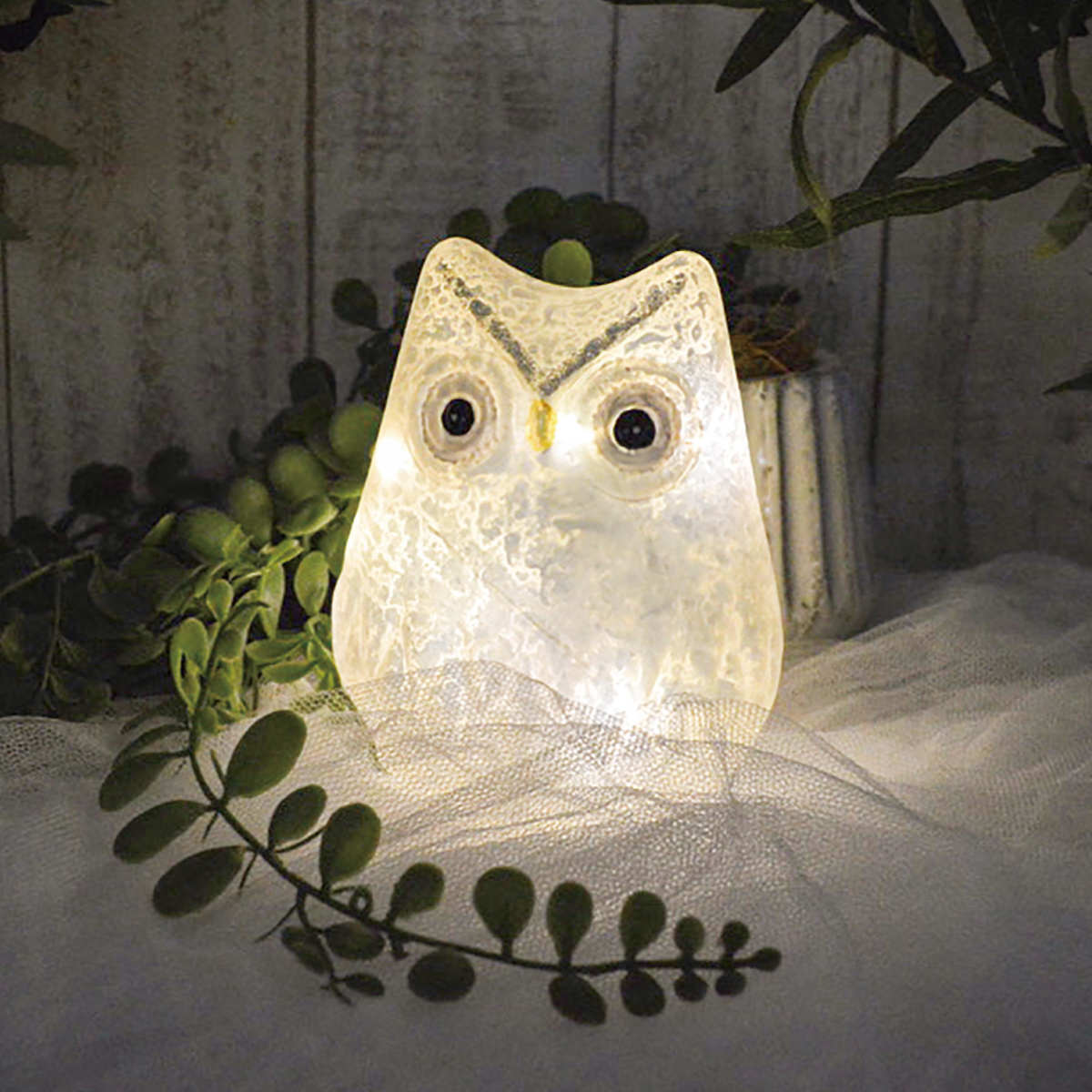 テーブルライト フクロウ インテリアライト ( 間接照明 卓上 テーブルランプ 卓上ライト LED ふくろう 電池式 アニマル 動物 インテリア 寝室 リビング 読書灯 授乳灯 常夜灯 おしゃれ ホリデーシーズン クリスマス ) 【ゴールド】 ゴールド