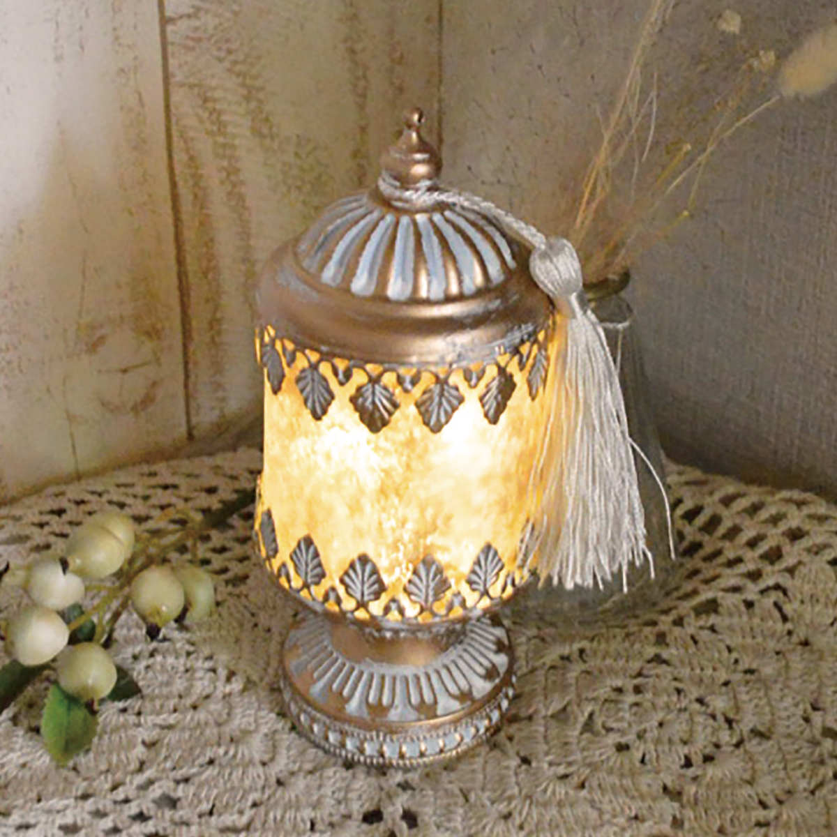 テーブルライト ビジュー ラフィネ LEDランタン ( 間接照明 卓上 テーブルランプ 卓上ライト LED ランタン 電池式 インテリア 高級感 寝室 リビング 読書灯 授乳灯 常夜灯 おしゃれ ホリデーシーズン クリスマス )