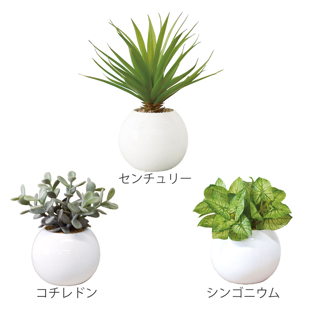 フェイクグリーン ラウンド ポット L 卓上 （ 光触媒 フェイク 造花