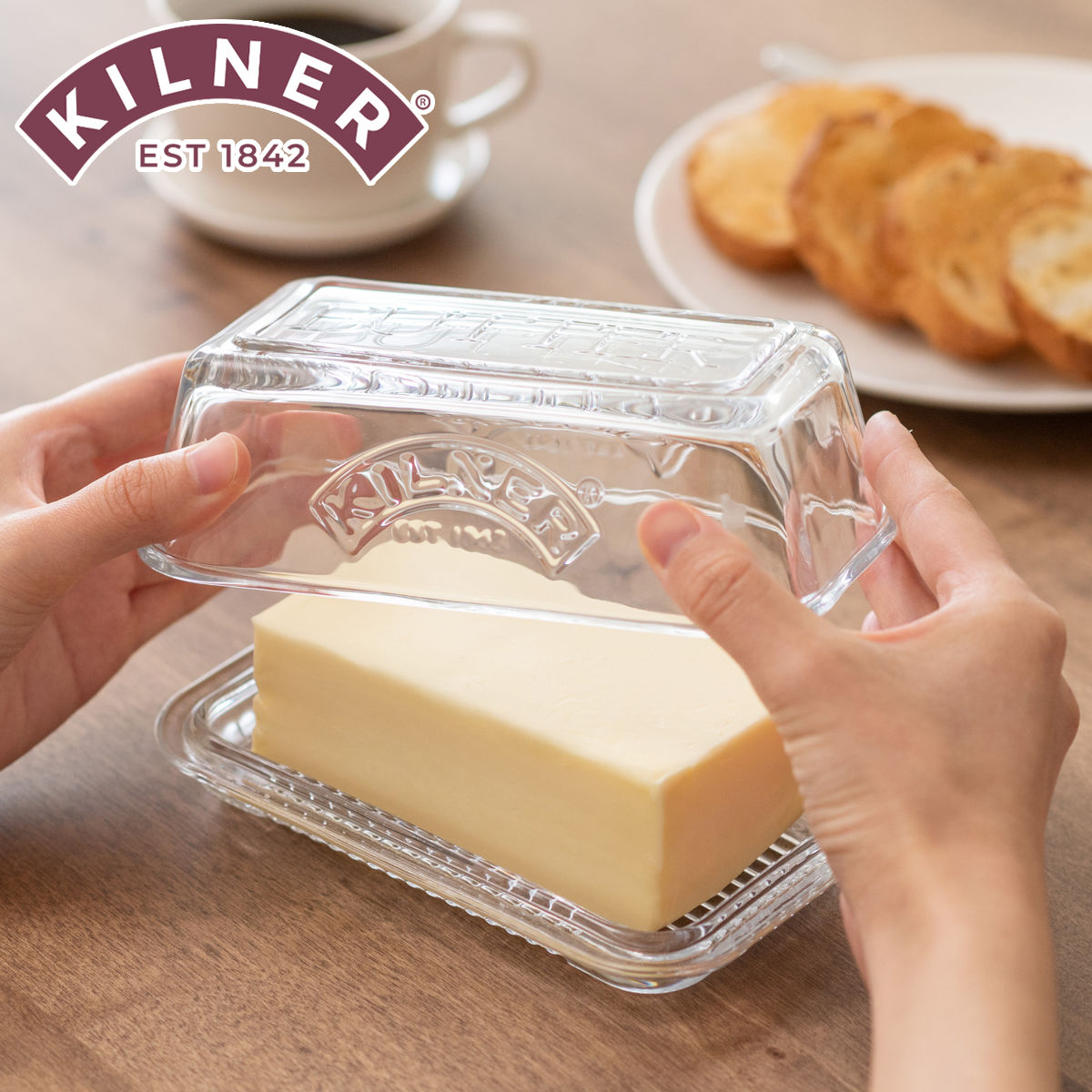 バターケース KILNER キルナー ガラス製 Glass Butter Dish And Lid （ バター容器 バター保存 バター入れ 保存容器 保存ケース バター 保存 ケース バターホルダー 200g 250g 食洗機対応 おしゃれ ）
