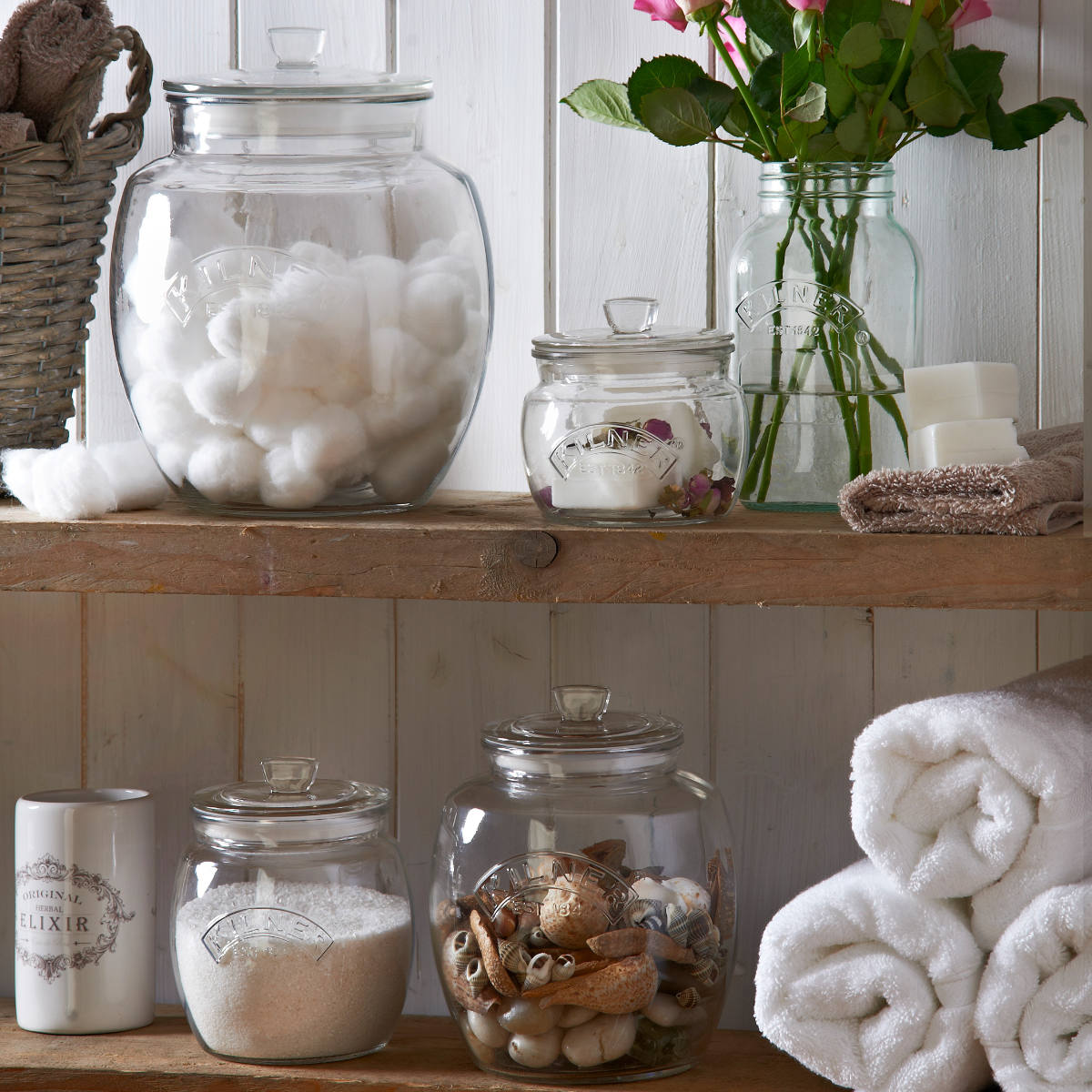 保存瓶 KILNER 4L Universal Push Top Storage Jar ( キルナー ガラス 食洗機対応 保存 瓶 密閉容器 ガラスジャー キャニスター ガラス保存瓶 お菓子 グラノーラ お米 調味料 小物入れ 4000ml おしゃれ )