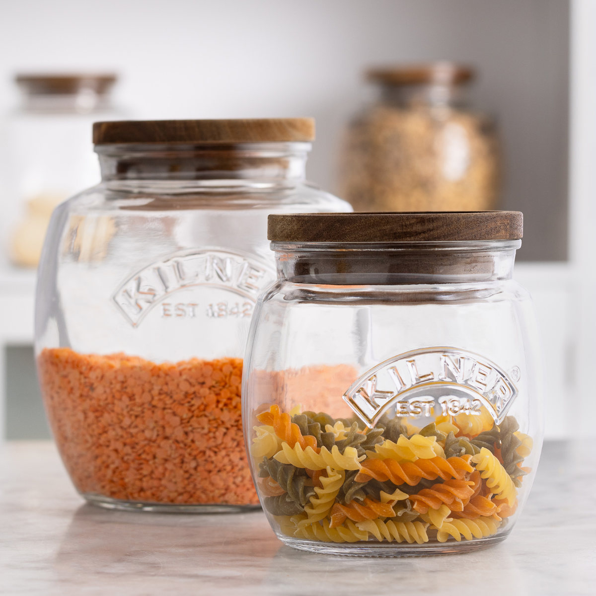 保存瓶 KILNER 木蓋 850ml Universal Jar Acacia Wooden Lid ( キルナー ガラス 木製フタ 食洗機対応 密閉容器 ガラスジャー キャニスター ガラス保存瓶 お菓子 グラノーラ ピクルス 調味料 小物入れ おしゃれ )