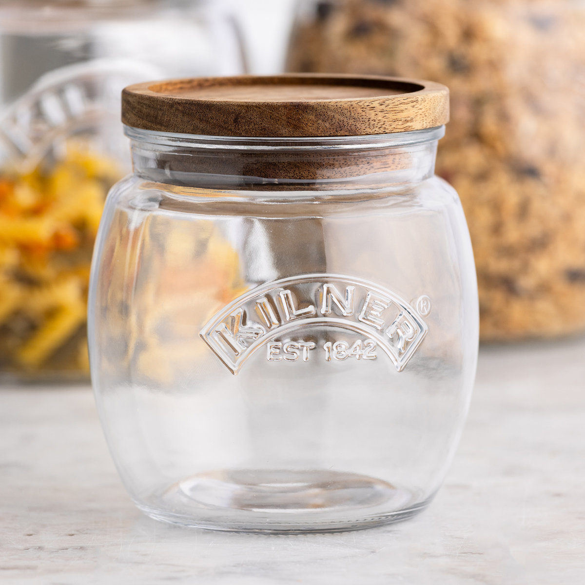 保存瓶 KILNER 木蓋 850ml Universal Jar Acacia Wooden Lid ( キルナー ガラス 木製フタ 食洗機対応 密閉容器 ガラスジャー キャニスター ガラス保存瓶 お菓子 グラノーラ ピクルス 調味料 小物入れ おしゃれ )