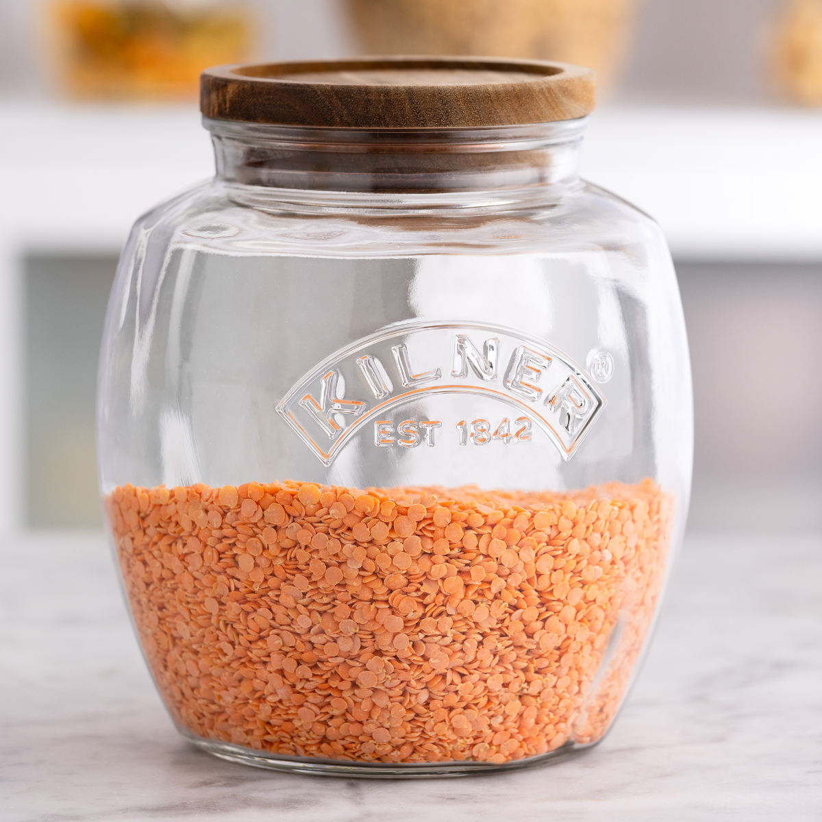 保存瓶 KILNER 木蓋 2L Universal Jar Acacia Wooden Lid ( キルナー ガラス 木製フタ 食洗機対応 密閉容器 ガラスジャー キャニスター ガラス保存瓶 お菓子 グラノーラ お米 小物入れ 2000ml おしゃれ )