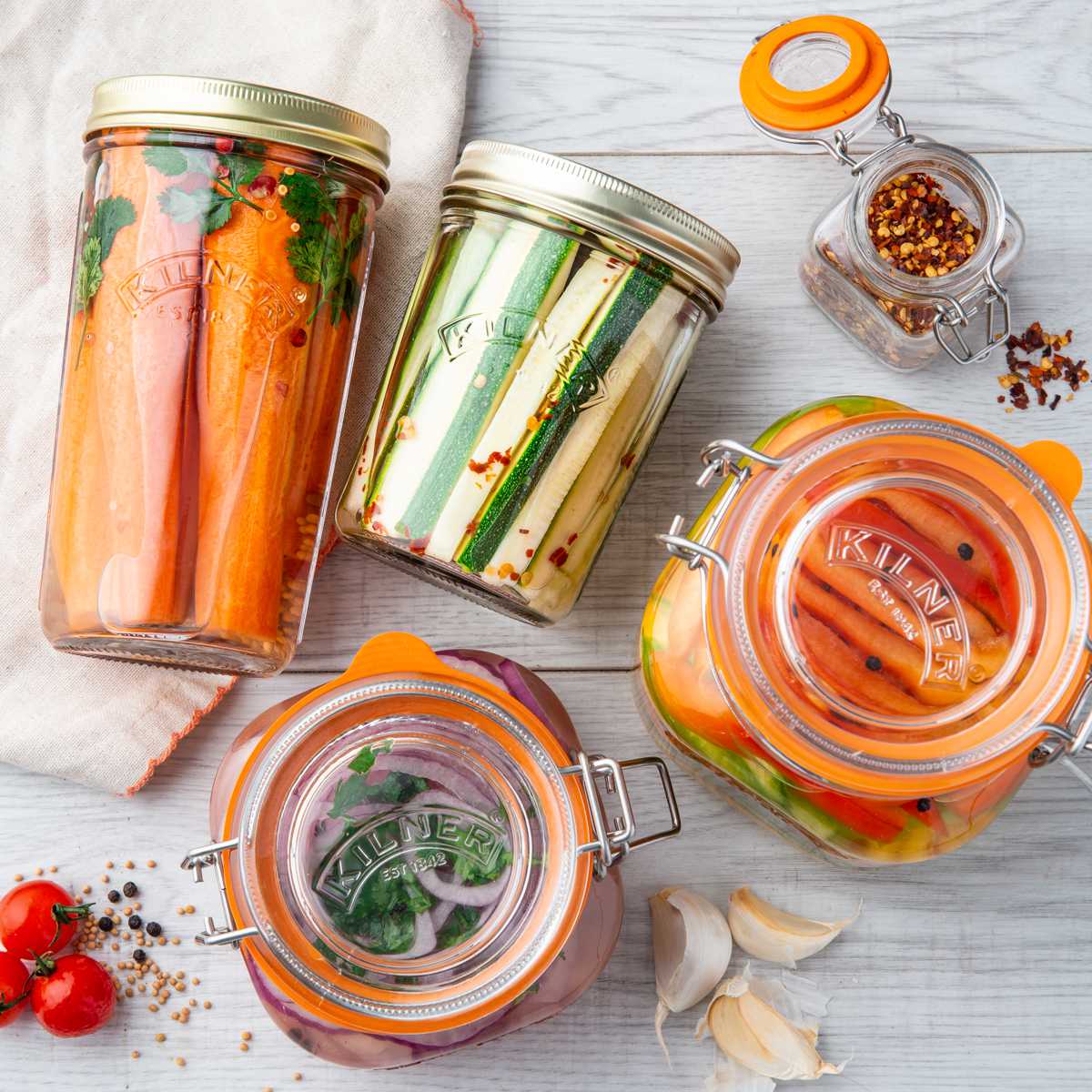 保存瓶 KILNER 4個セット 350ml Wide Mouth Preserve Jar ( キルナー 保存瓶 食洗機対応 保存 瓶 ガラス ガラス容器 キャニスター 食品 ワイドマウスプリザーブジャー 調味料 密封容器 ジャム ピクルス )