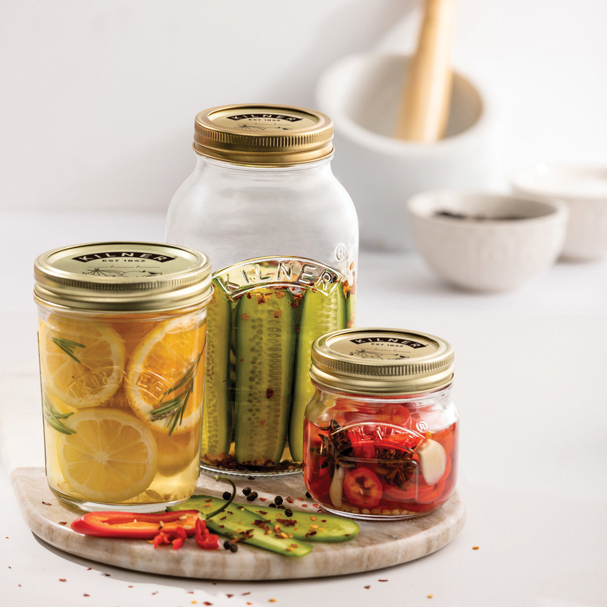 保存瓶 KILNER 4個セット 350ml Wide Mouth Preserve Jar ( キルナー 保存瓶 食洗機対応 保存 瓶 ガラス ガラス容器 キャニスター 食品 ワイドマウスプリザーブジャー 調味料 密封容器 ジャム ピクルス )
