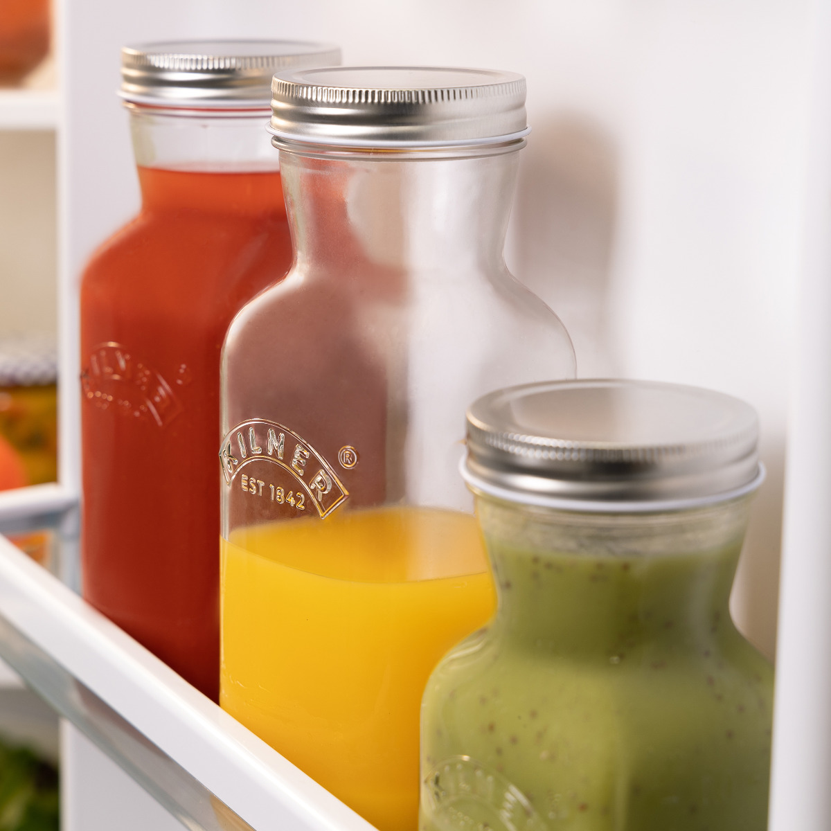 ピッチャー KILNER 500ml Juice & Sauce Bottle ( キルナー ボトル ジュースボトル 保存瓶 食洗機対応 ガラス瓶 冷水筒 ガラス保存瓶 ガラスボトル 四角 ジュース ドリンク 麦茶 冷水ポット 水差し おしゃれ )