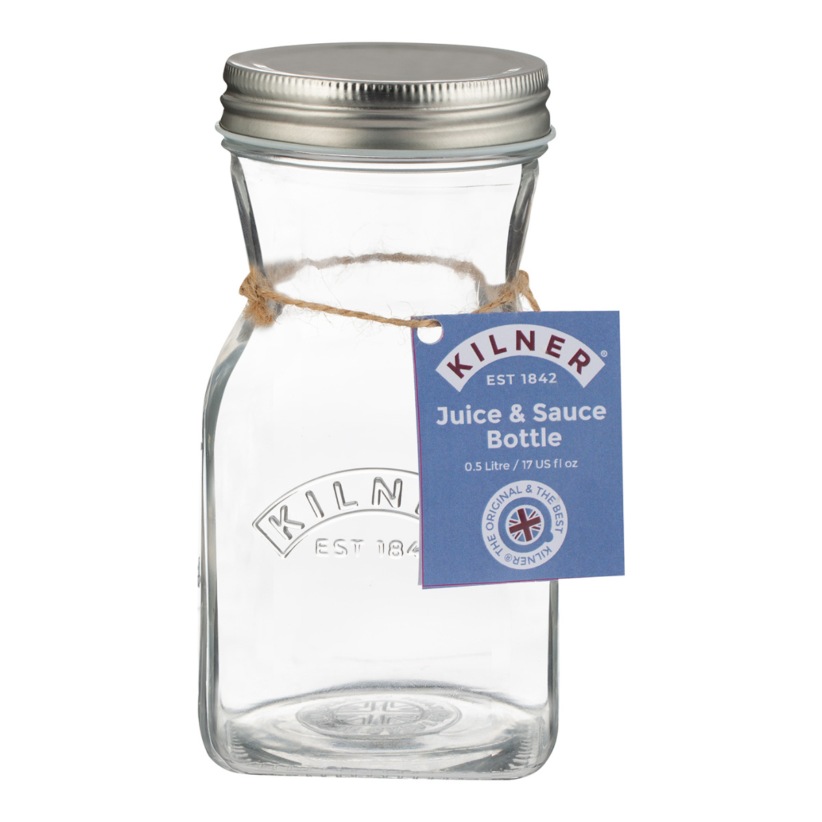 ピッチャー KILNER 500ml Juice & Sauce Bottle ( キルナー ボトル ジュースボトル 保存瓶 食洗機対応 ガラス瓶 冷水筒 ガラス保存瓶 ガラスボトル 四角 ジュース ドリンク 麦茶 冷水ポット 水差し おしゃれ )