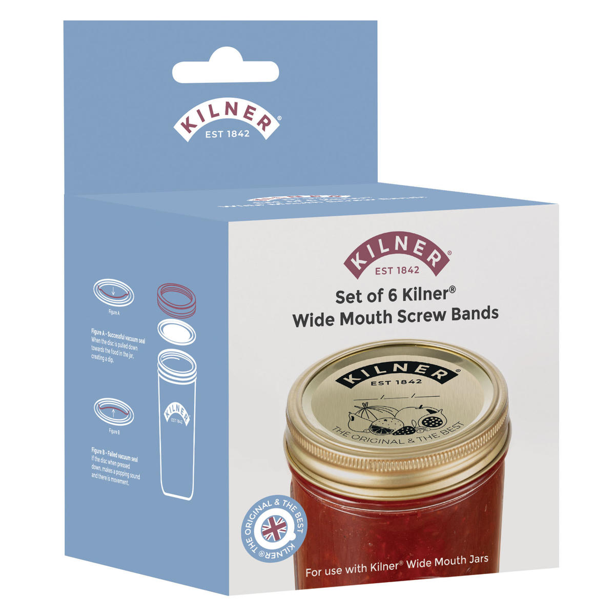 蓋 KILNER 6個セット ワイドマウス用 スクリューバンド ( キルナー パーツ 交換用フタ 部品 食洗機対応 付け替え 交換 ワイドマウスプリザーブジャー 専用パーツ 200ml 350ml 500ml 対応 )