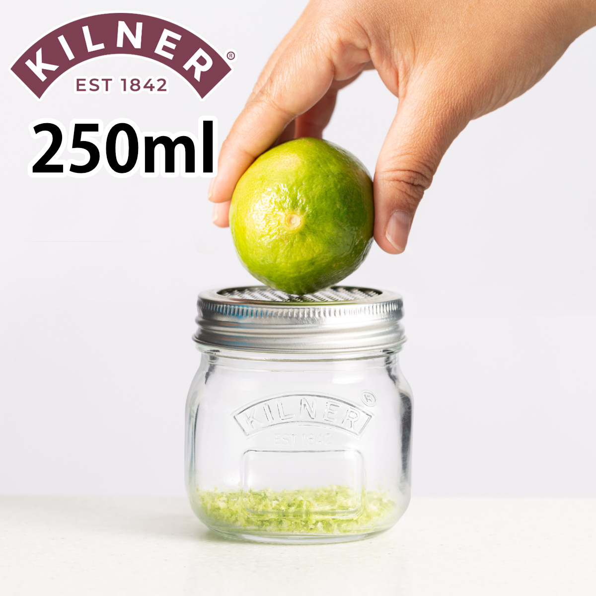 保存瓶 KILNER 250ml Storage Jar & Fine Grater Lid ( キルナー ガラス瓶 ガラス保存瓶 ガラス グレーター付き 削り器 保存 瓶 ファイングレーター付きストレージジャー おろし器 食洗機対応 )