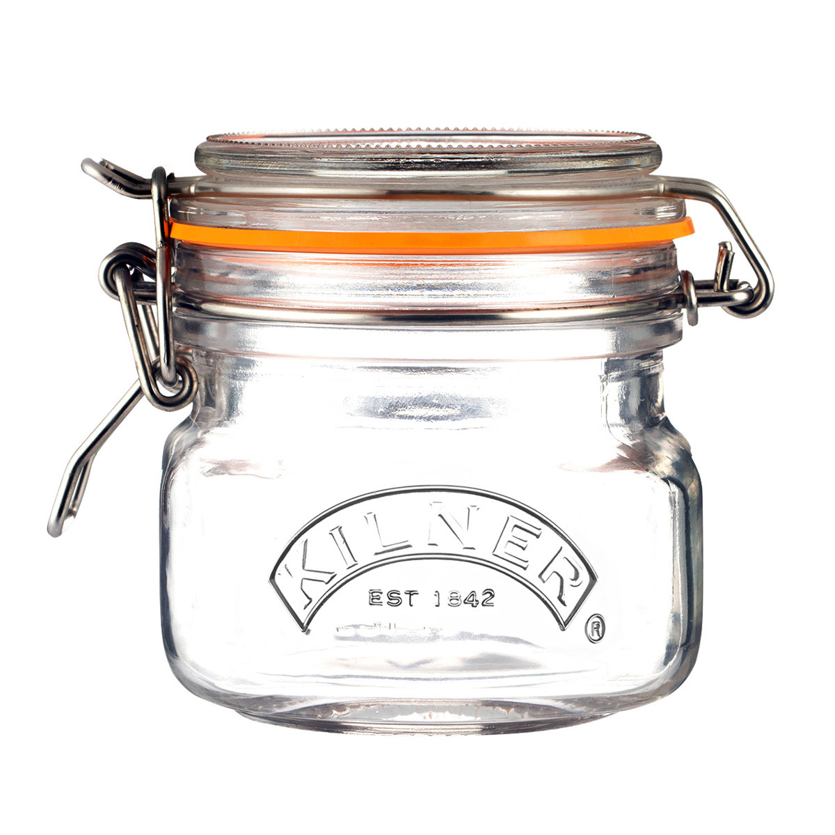 保存瓶 KILNER 250ml Clip Top Square Jar ( キルナー ガラス瓶 ガラス保存瓶 ガラス 密閉 食洗機対応 保存 瓶 食品 クリップトップスクエアジャー パッキン付き ガラス容器 四角 ジャム 調味料 紅茶 コーヒー )