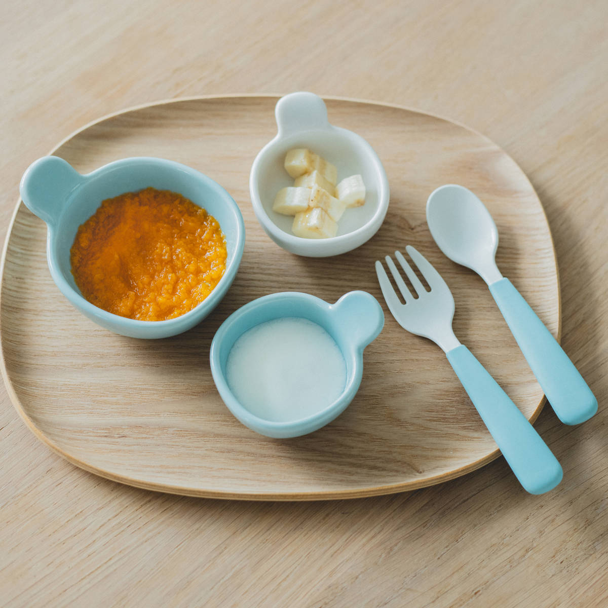 KINTO キントー NEST 8pcs セット ( 電子レンジ対応 食洗機対応 離乳食 子供 キッズ 磁器製 ボウル プレート マグ マグカップ スプーン フォーク トレイ トレー おしゃれ ) 【ブルー】 ブルー