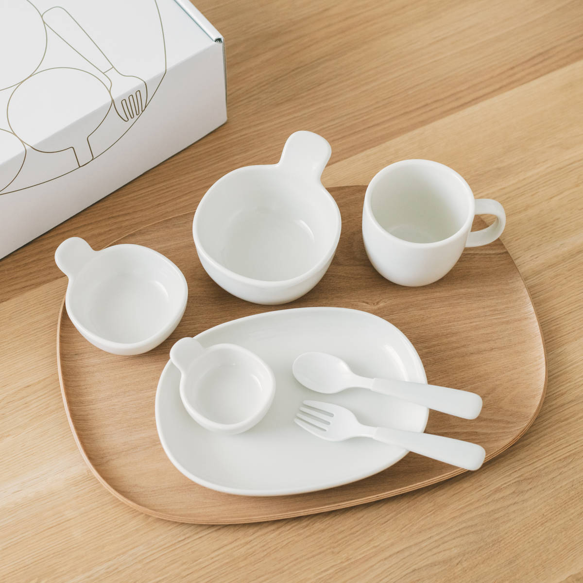 KINTO キントー NEST 8pcs セット ( 電子レンジ対応 食洗機対応 離乳食 子供 キッズ 磁器製 ボウル プレート マグ マグカップ スプーン フォーク トレイ トレー おしゃれ ) 【ブルー】 ブルー