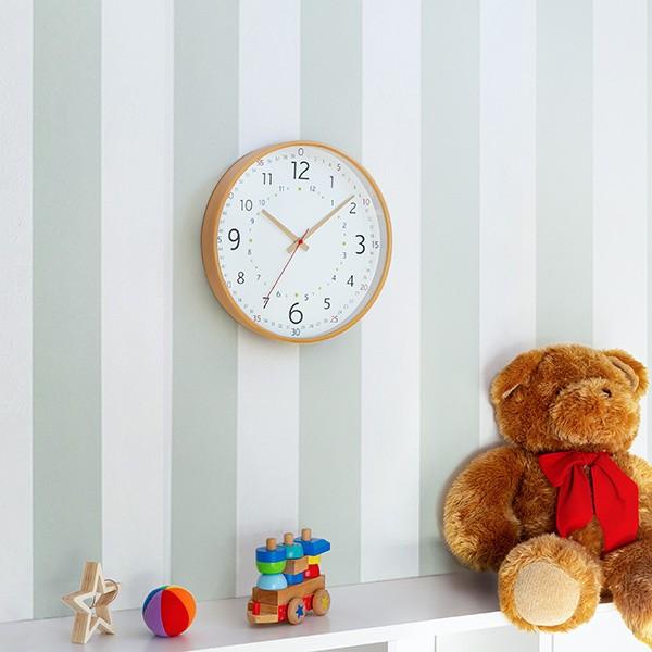 知育時計 キッズウォールクロック 掛け時計 静音 子ども 天然木 ( 掛け時計 アナログ 子供 学習 知育時計 木製 ウォールクロック 直径31.5 壁掛け時計 こども キッズ 学び とけい クロック 掛け かけ時計 )
