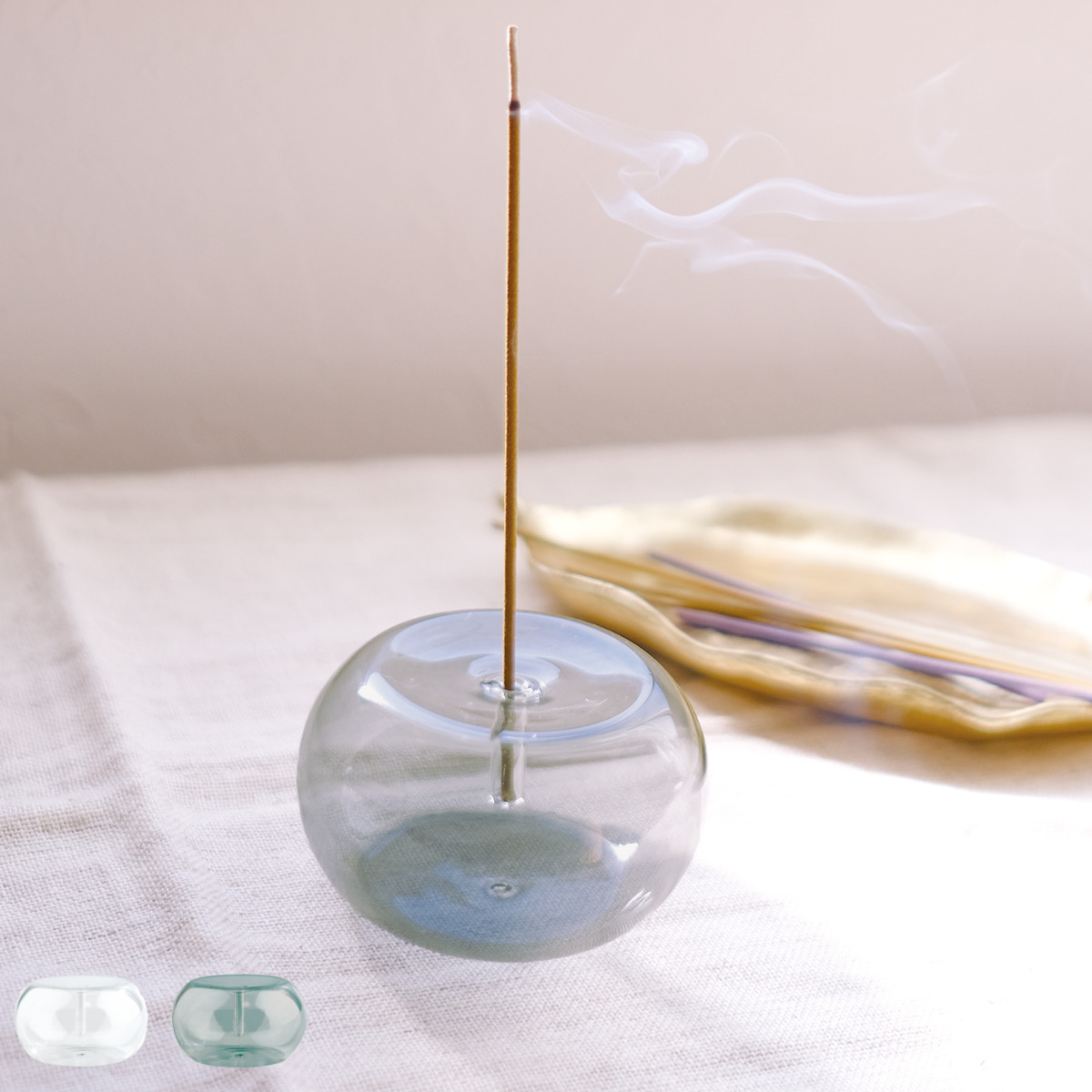 お香立て ルノ 吹きガラス （ インセンスホルダー ガラス 香立て スティック専用 お香たて シンプル 透明 クリア お香スタンド おしゃれ 可愛い ギフト プレゼント インテリア インセンス スティック ） 【クリア】
