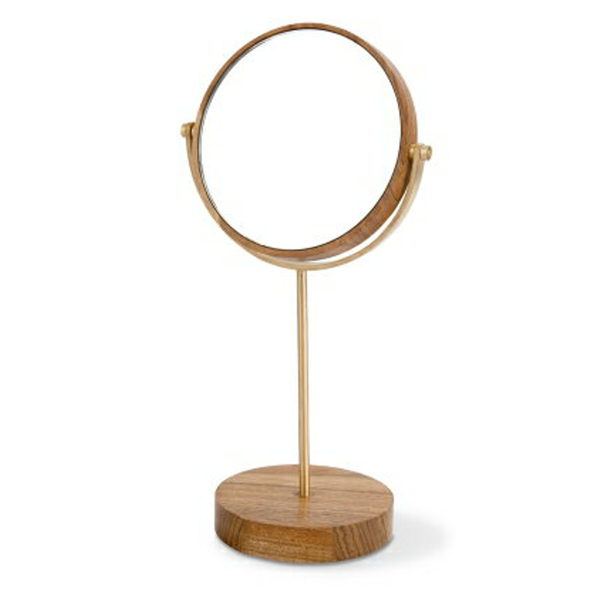 卓上ミラー 真鍮 シトア 天然木スタンド （ 鏡 卓上 スタンドミラー 玄関 天然木 スタンドタイプ 円形 丸 カガミ 卓上鏡 真鍮フレーム 真鍮製 木製 ）