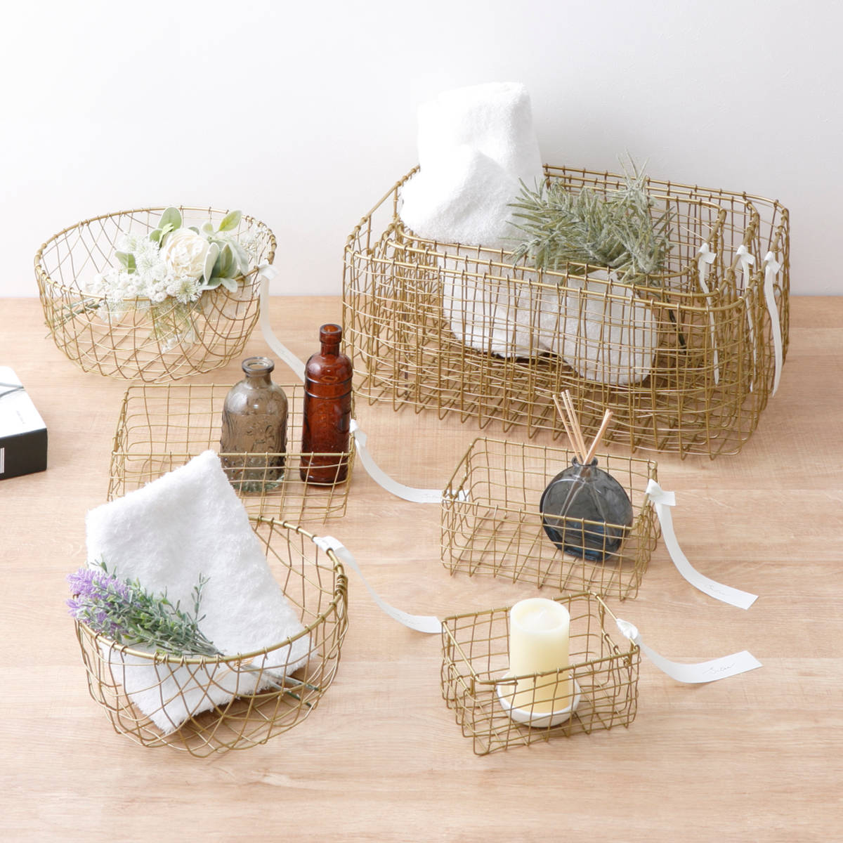 シトア ワイヤーバスケット 持ち手無し レクタングル S バスケット かご ( 収納 カゴ 籠 四角 収納バスケット 小物入れ ハンドメイド 小物収納 ワイヤー 鉄 アイアン おしゃれ オシャレ かわいい カワイイ シンプル ベーシック )