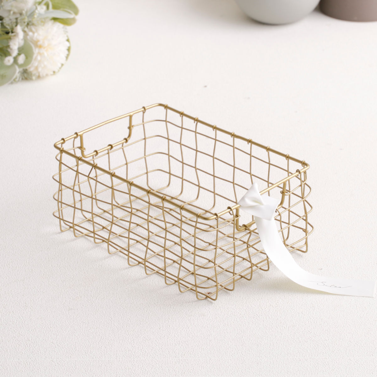 シトア ワイヤーバスケット 持ち手無し レクタングル S バスケット かご ( 収納 カゴ 籠 四角 収納バスケット 小物入れ ハンドメイド 小物収納 ワイヤー 鉄 アイアン おしゃれ オシャレ かわいい カワイイ シンプル ベーシック )