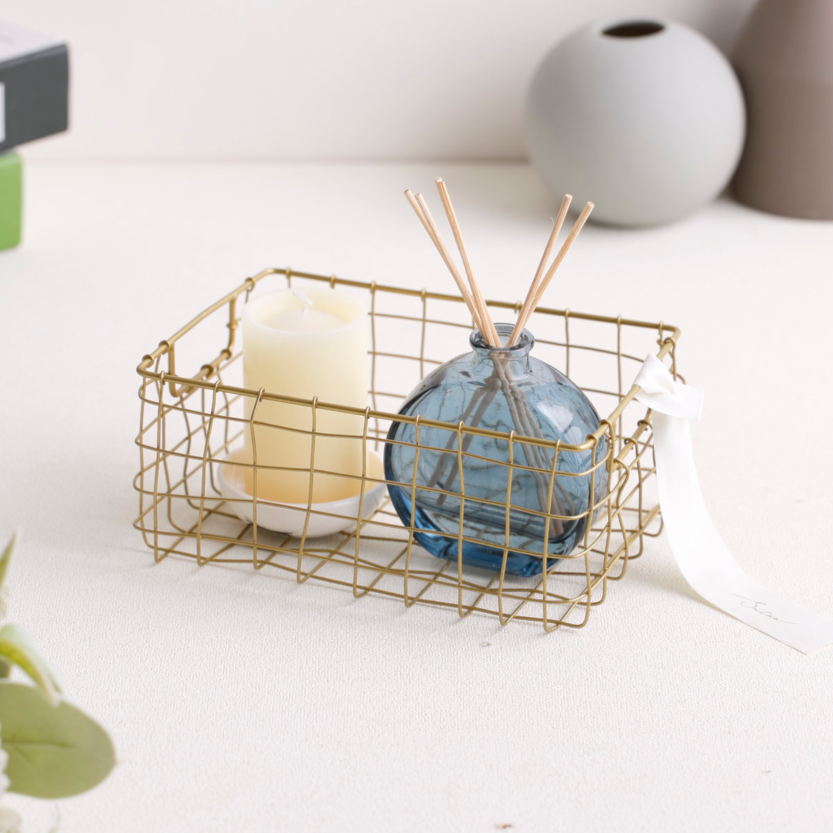 シトア ワイヤーバスケット 持ち手無し レクタングル S バスケット かご ( 収納 カゴ 籠 四角 収納バスケット 小物入れ ハンドメイド 小物収納 ワイヤー 鉄 アイアン おしゃれ オシャレ かわいい カワイイ シンプル ベーシック )