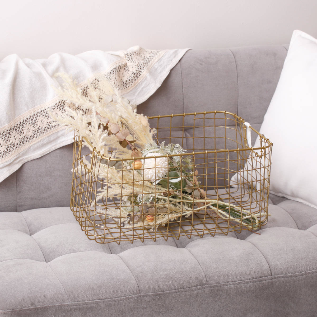 シトア ワイヤーバスケット 持ち手無し レクタングル XL バスケット かご ( 収納 カゴ 籠 四角 収納バスケット 小物入れ ハンドメイド 小物収納 ワイヤー 鉄 アイアン おしゃれ オシャレ かわいい カワイイ シンプル ベーシック )