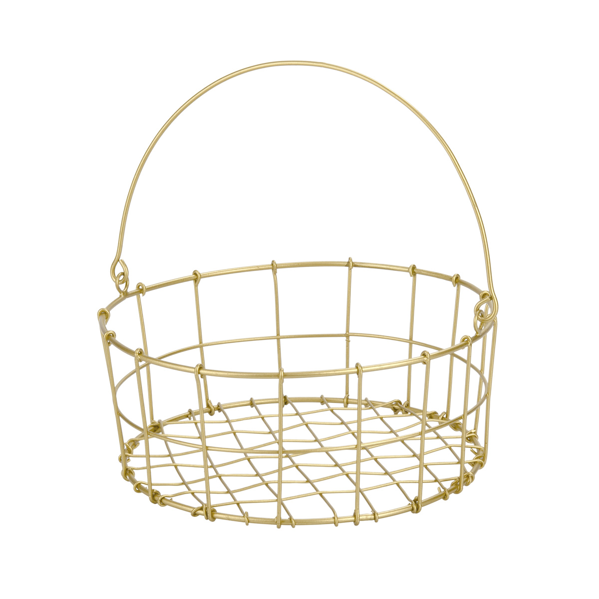 シトア ワイヤーバスケット ワイヤーハンドル ラウンド S バスケット かご ( 収納 カゴ 籠 丸型 収納バスケット 小物入れ ハンドメイド 小物収納 取っ手付き ワイヤー 鉄 アイアン おしゃれ オシャレ かわいい )