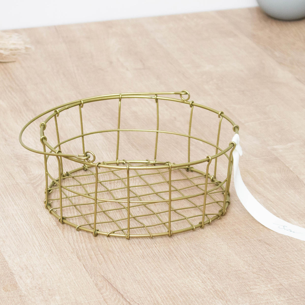 シトア ワイヤーバスケット ワイヤーハンドル ラウンド S バスケット かご ( 収納 カゴ 籠 丸型 収納バスケット 小物入れ ハンドメイド 小物収納 取っ手付き ワイヤー 鉄 アイアン おしゃれ オシャレ かわいい )