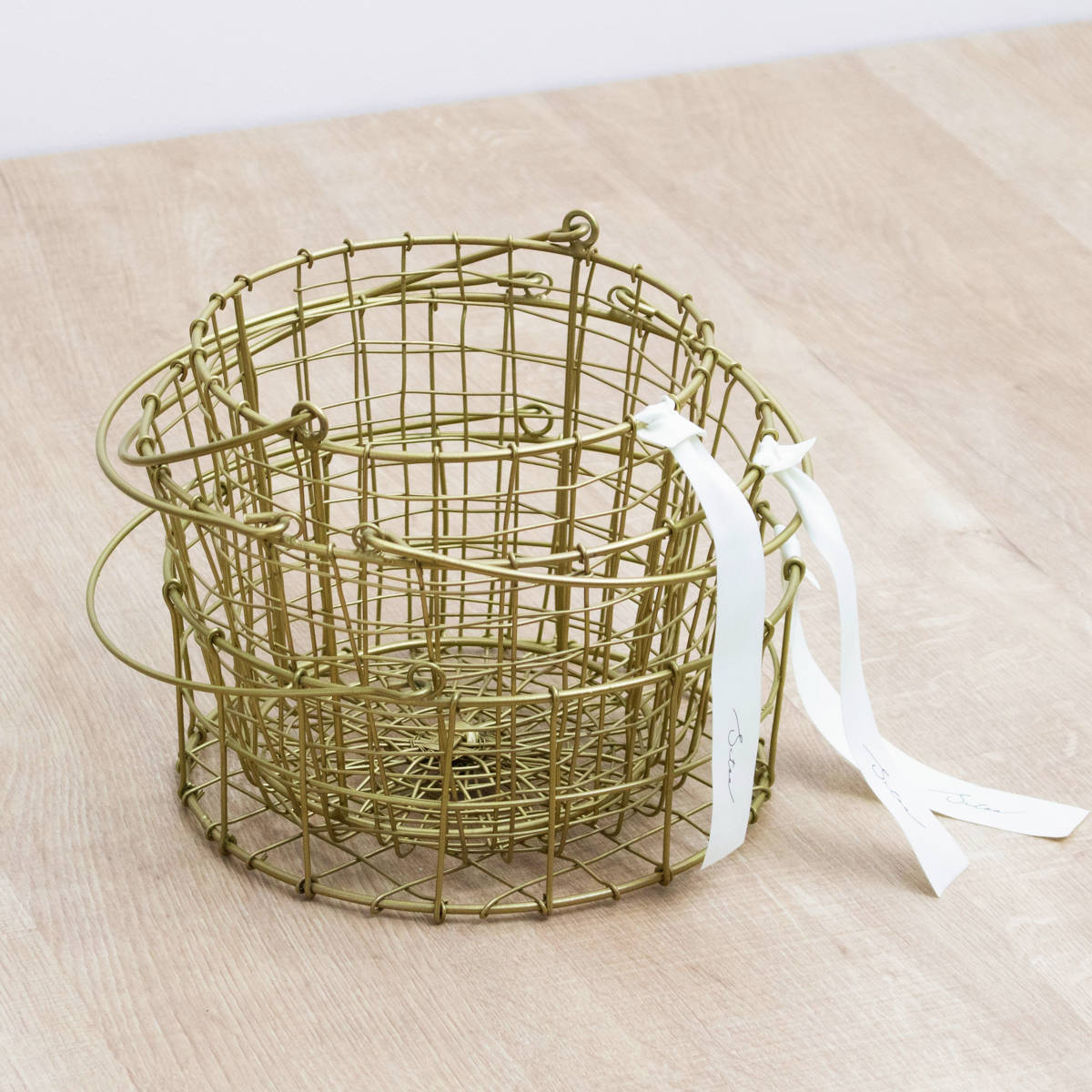 シトア ワイヤーバスケット ワイヤーハンドル ラウンド S バスケット かご ( 収納 カゴ 籠 丸型 収納バスケット 小物入れ ハンドメイド 小物収納 取っ手付き ワイヤー 鉄 アイアン おしゃれ オシャレ かわいい )